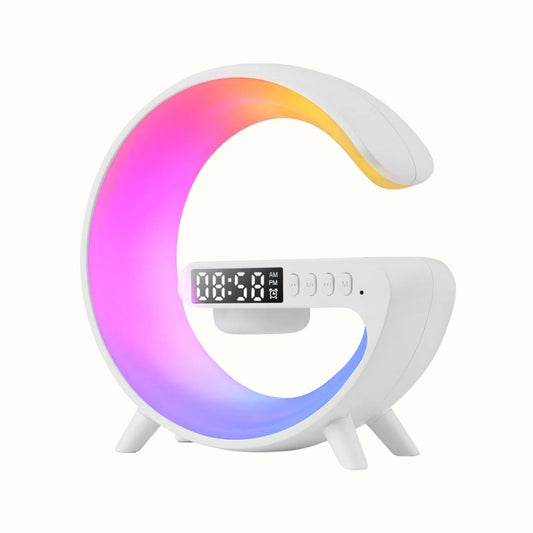 The Ultimate 5-in-1 Wireless Charging Lamp - Crystal-Clear Sound, Mood Light, Alarm Clock